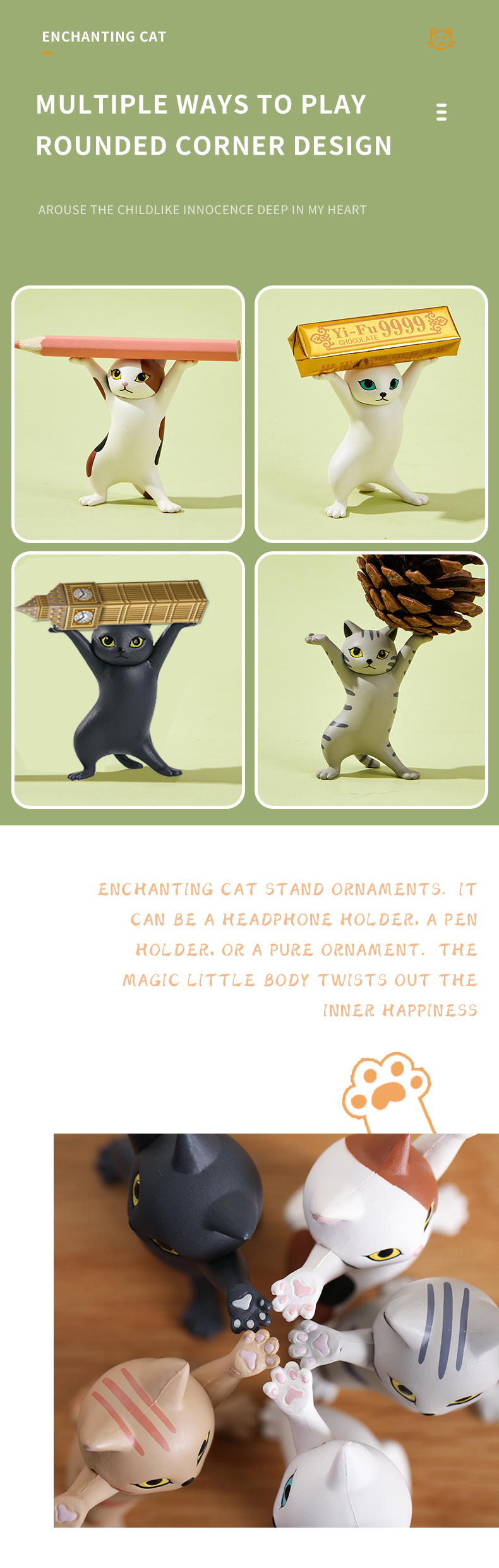 1-PC-Cartoon-Dancing-Cat-Figure-Doll-Figurines-Handmade-Enchanting-Kittens-Toy-for-Office-Pen-Holder-1838450-3