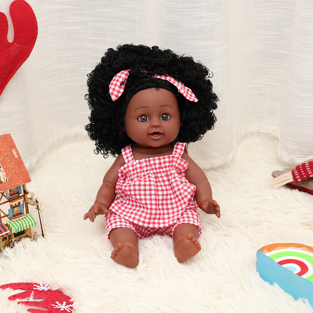 12Inch-Soft-Silicone-Vinyl-PVC-Black-Baby-Fashion-Doll-Rotate-360deg-African-Girl-Perfect-Reborn-Dol-1734365-2