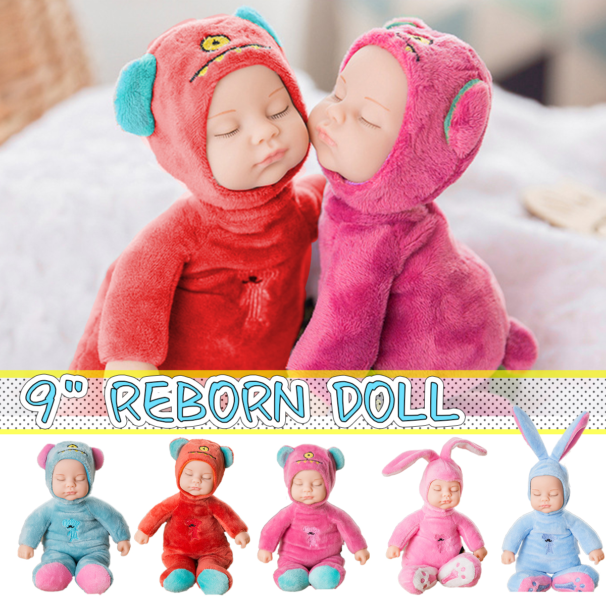 23CM-Soft-Silicone-Vinyl-Lifelike-Realistic-Reborn-Cute-Bear-Rabbit-Doll-Toy-with-Clothes-1722622-1