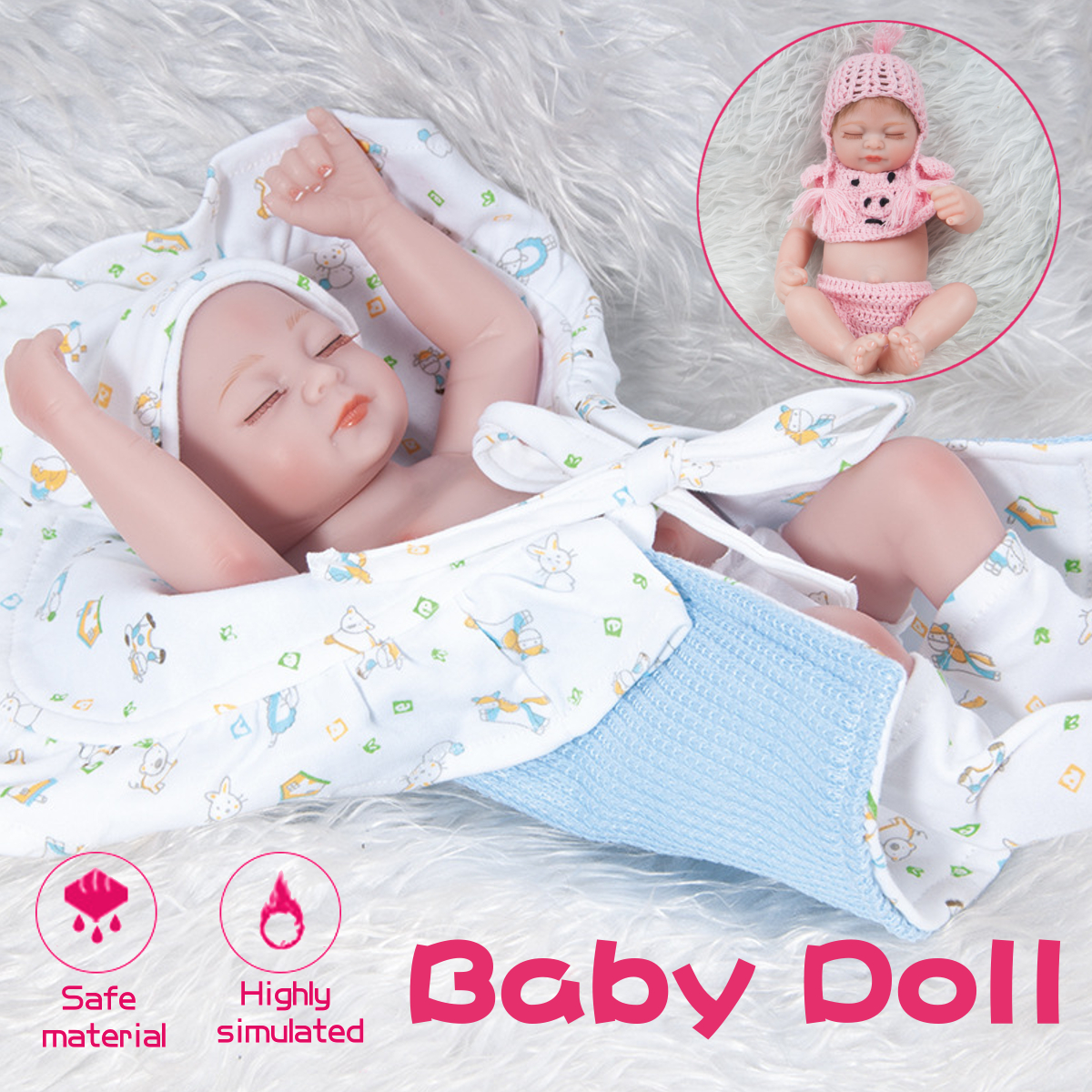 28CM-Soft-Silicone-Vinyl-Realistic-Sleeping-Reborn-Lifelike-Newborn-Baby-Doll-Toy-with-Moveable-Head-1731373-2