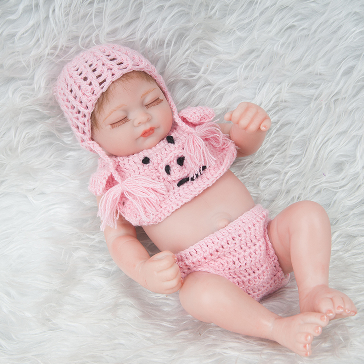 28CM-Soft-Silicone-Vinyl-Realistic-Sleeping-Reborn-Lifelike-Newborn-Baby-Doll-Toy-with-Moveable-Head-1731373-5