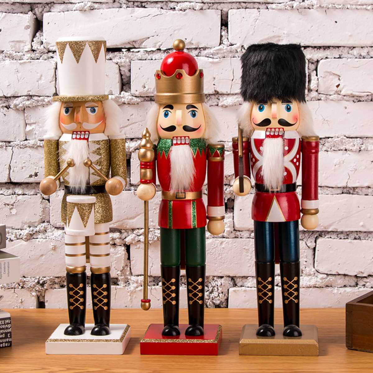 35cm-Wooden-Nutcracker-Doll-Soldier-Vintage-Handcraft-Decoration-Christmas-Gifts-1398445-1