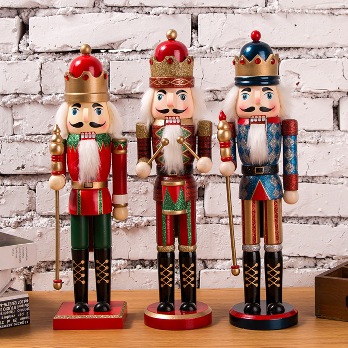 38cm-Wooden-Nutcracker-Doll-Soldier-Vintage-Handcraft-Decoration-Christmas-Gifts-1394894-2