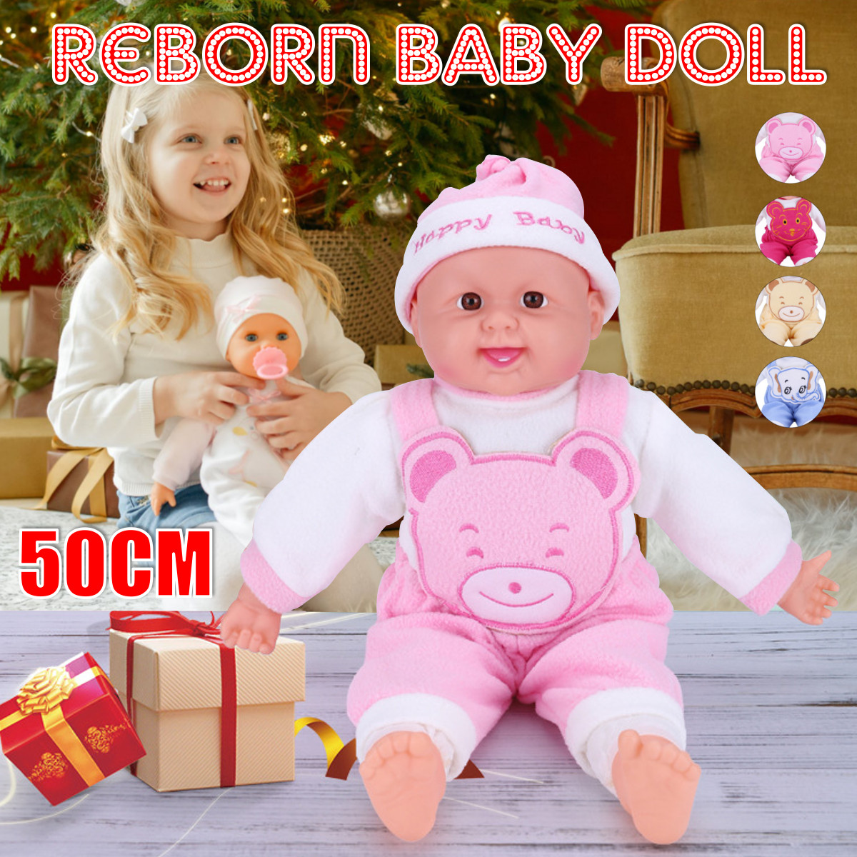 50CM-Multi-color-Simulation-Silicone-Vinyl-Lifelike-Realistic-Reborn-Newborn-Baby-Doll-Toy-with-Clot-1815387-1