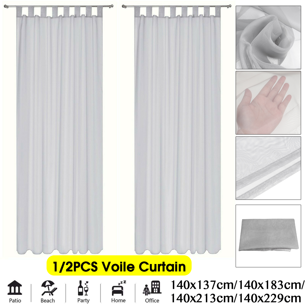 12PCS-White-Voile-Curtain-Polyester-Breathable-Tulle-Sheer-Curtains-for-Kitchen-Living-Room-Bedroom-1922438-1