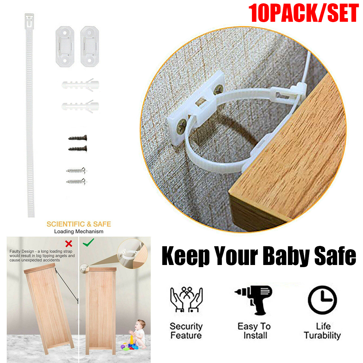 10Pcsset-Plastic-Furniture-Reverse-Buckle-For-Baby-Child-Proofing-Strap-Tip-Lock-1655063-1