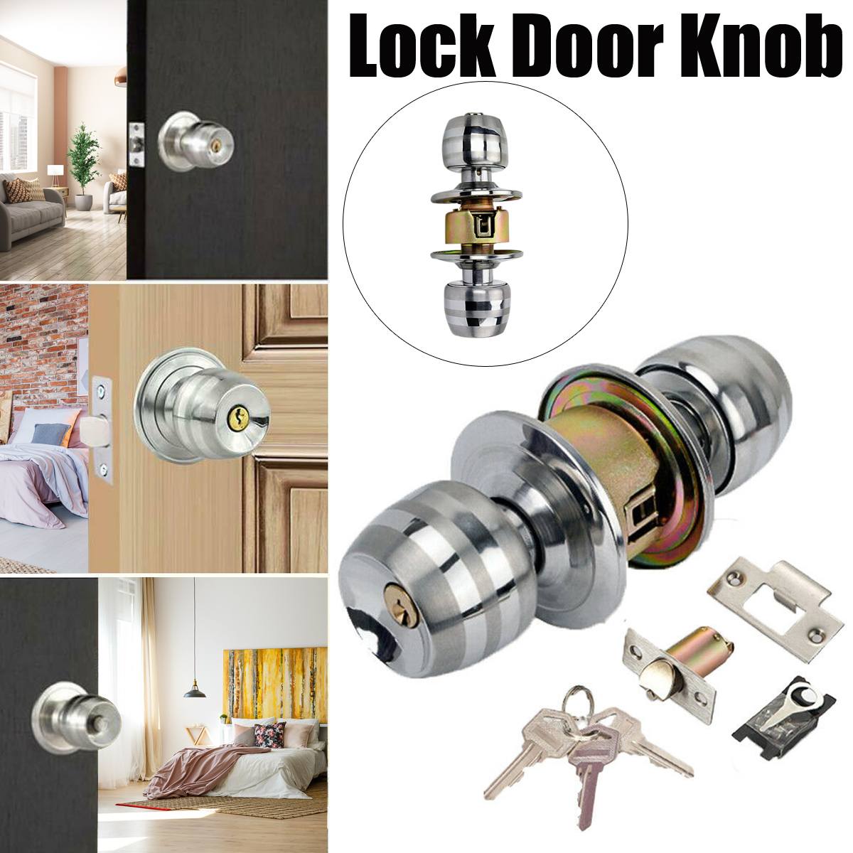 Bedroom-Bathroom-Door-Round-Lever-Handle-Knobs-Locks-Stainless-Steel-1776350-1