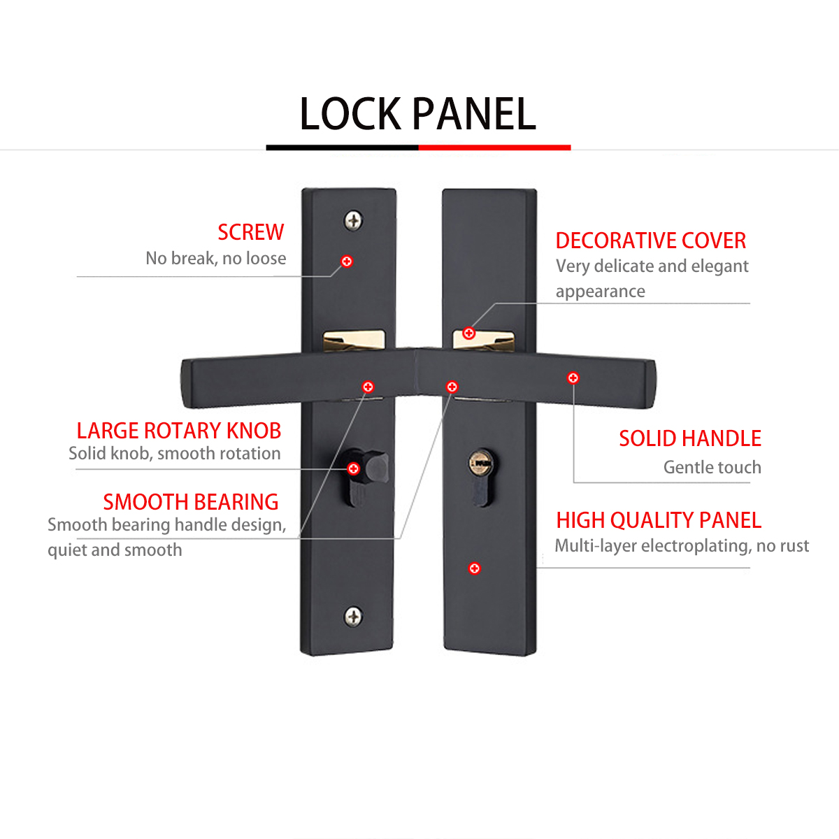 Black-Steel-Home-Door-Entry-Lever-Handle-Locks--3-Keys-Set-For-Indoor-Wood-Door-1965063-3