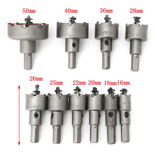 10pcs-16mm-50mm-Steel-Carbide-Tipped-Drill-Bit-Hole-Saw-Cutter-1074211-1