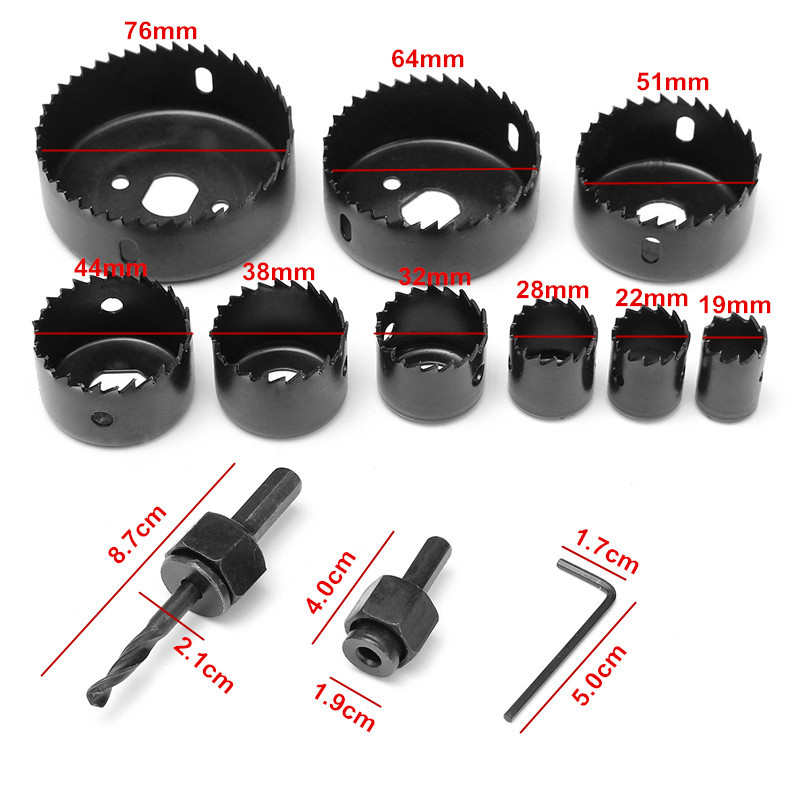 12pcs-19mm-76mm-Carbon-Steel-Wood-Drill-Hole-Saw-Cutter-Wooworking-Tool-1632349-10