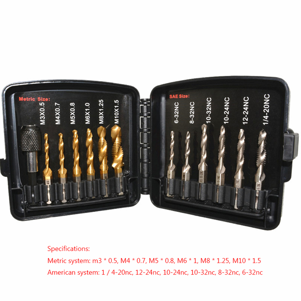 13pcs-M3-M10-Metric-Screw-Thread-Tap-Drill-Bits-Set-Hex-Shank-Drill-Bit-Screw-Compound-Tap-Hand-Tool-1915955-11