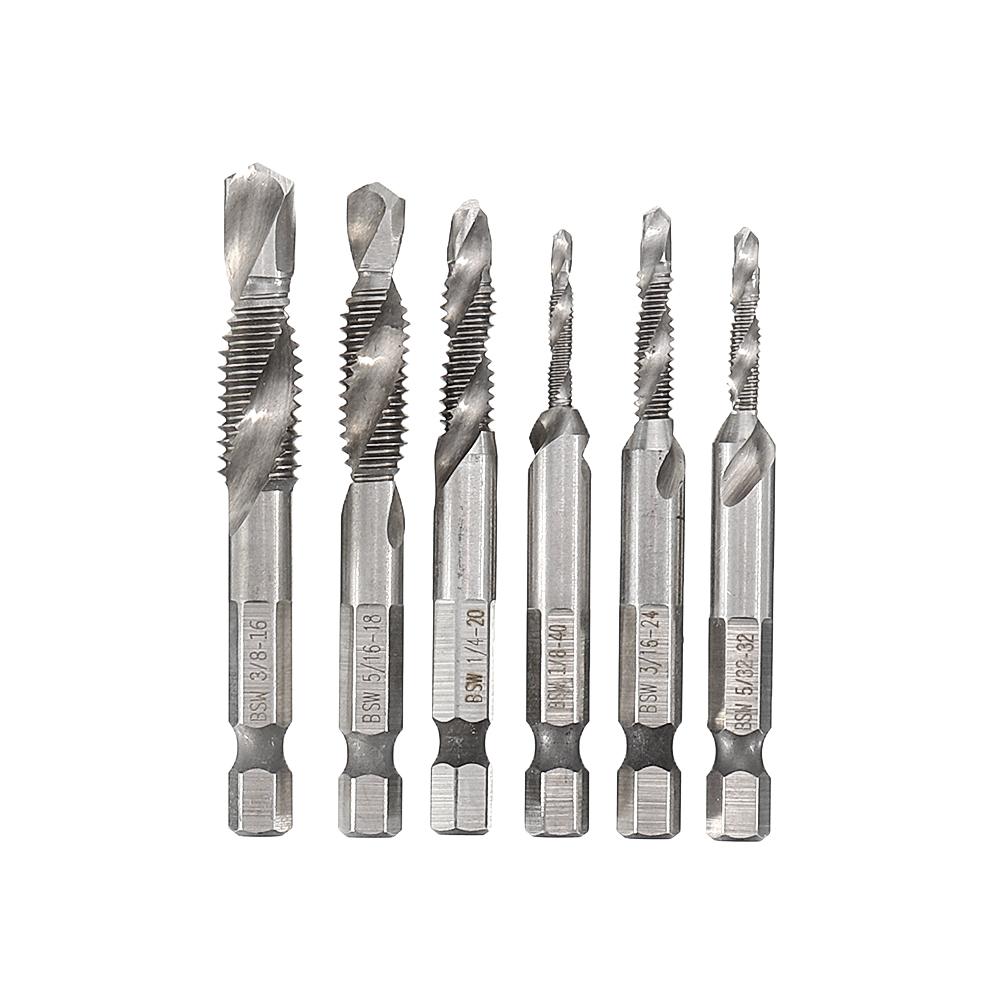 18-38-Inch-BSW-Thread-HSS-Combination-Drill-Tap-Bit-14-Inch-Hex-Shank-Deburr-Countersink-Bit-1559438-1