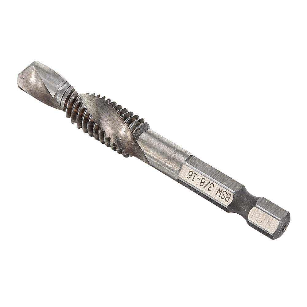 18-38-Inch-BSW-Thread-HSS-Combination-Drill-Tap-Bit-14-Inch-Hex-Shank-Deburr-Countersink-Bit-1559438-2