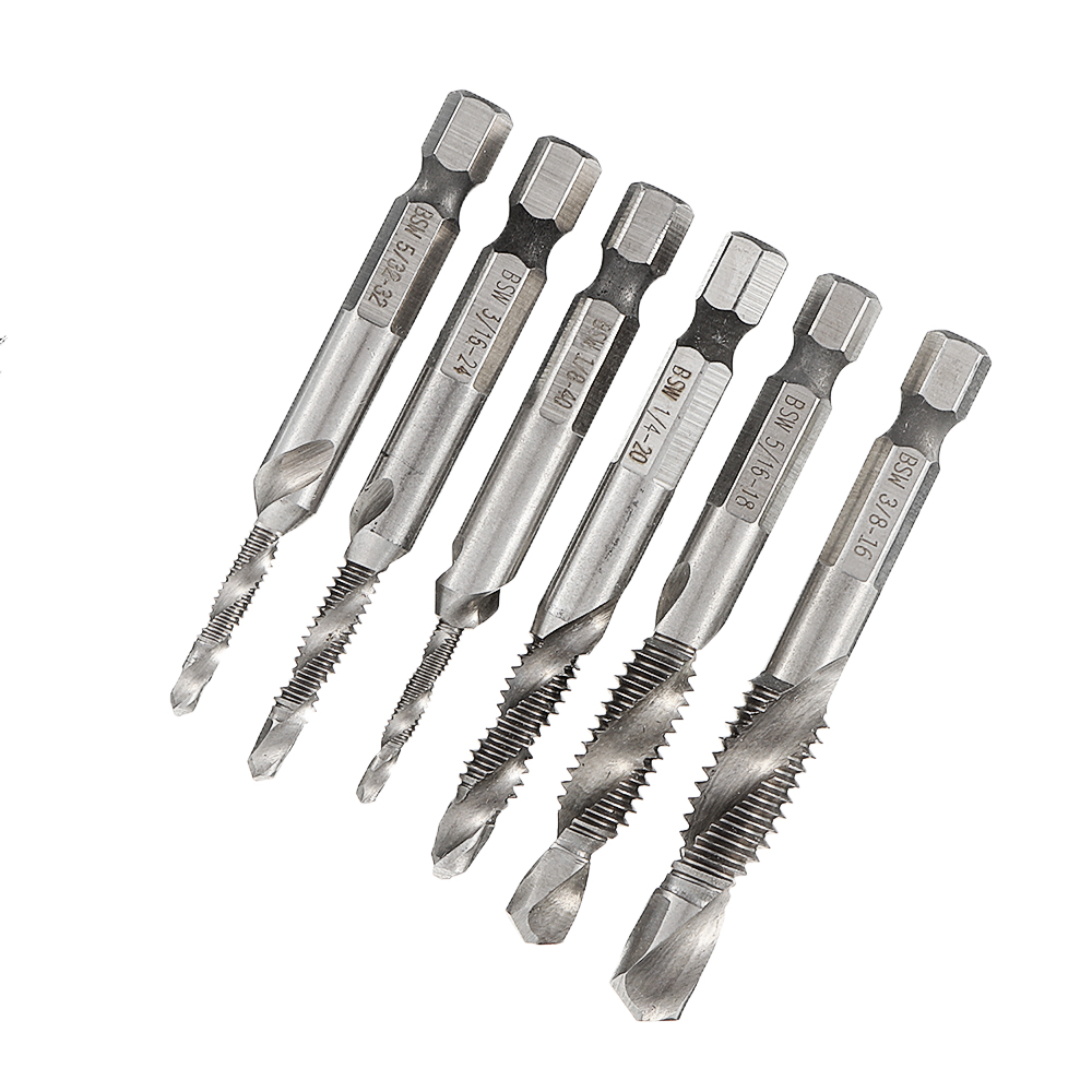 18-38-Inch-BSW-Thread-HSS-Combination-Drill-Tap-Bit-14-Inch-Hex-Shank-Deburr-Countersink-Bit-1559438-10