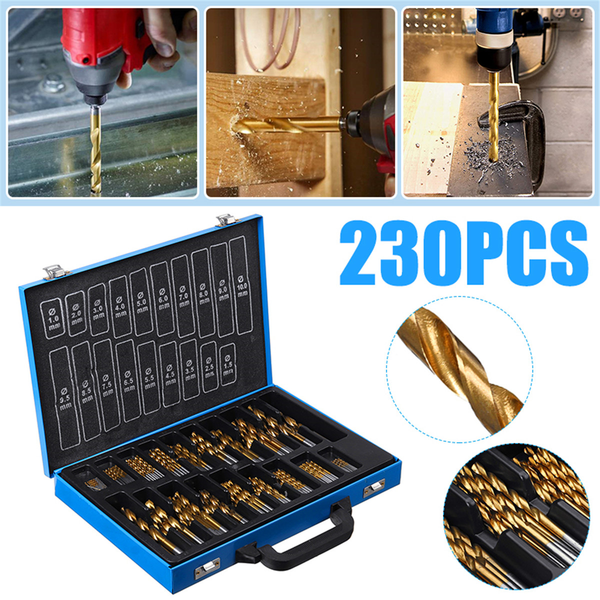 230Pcs-1mm-10mm-HSS-Engineering-Presion-Drill-Bit-Set-Assorted-Kit-Metal-Case-1729657-1