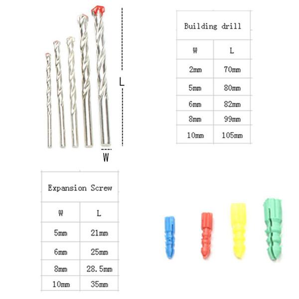 300pcs-2-10mm-Drill-Bit-Set-Twist-Drill-Building-Drill-with-Expansion-Screws-for-Wood-Working-1061081-2