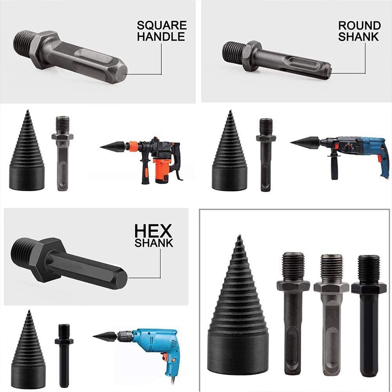 4Pcs-3242mm-RoundSquareHexagonal-Shank-Firewood-Drill-Bit-Splitter-Wood-Split-Cone-Drill-Bit-For-Tre-1808325-9