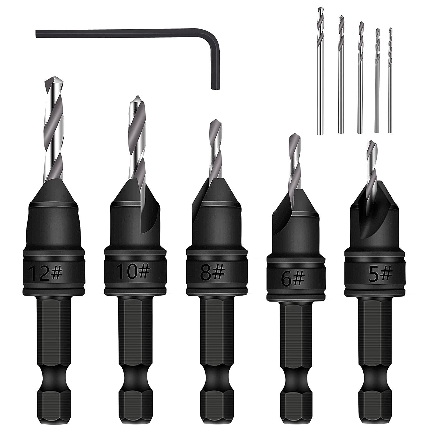 5pcs-82-Degree-Countersink-Drill-Bit-Set-for-Wood-Quick-Change-Chamfered-Adjustable-Drilling-Woodwor-1905154-1