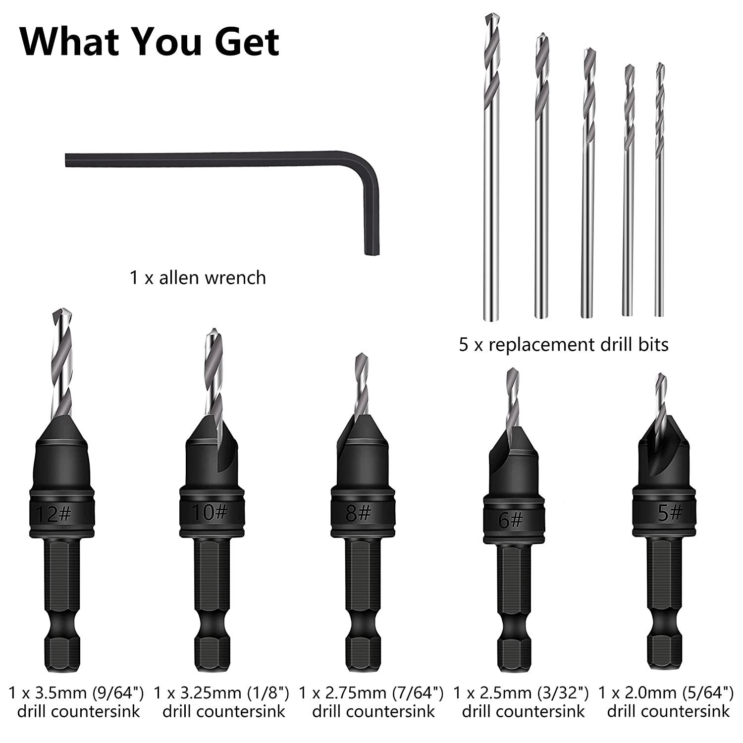 5pcs-82-Degree-Countersink-Drill-Bit-Set-for-Wood-Quick-Change-Chamfered-Adjustable-Drilling-Woodwor-1905154-4
