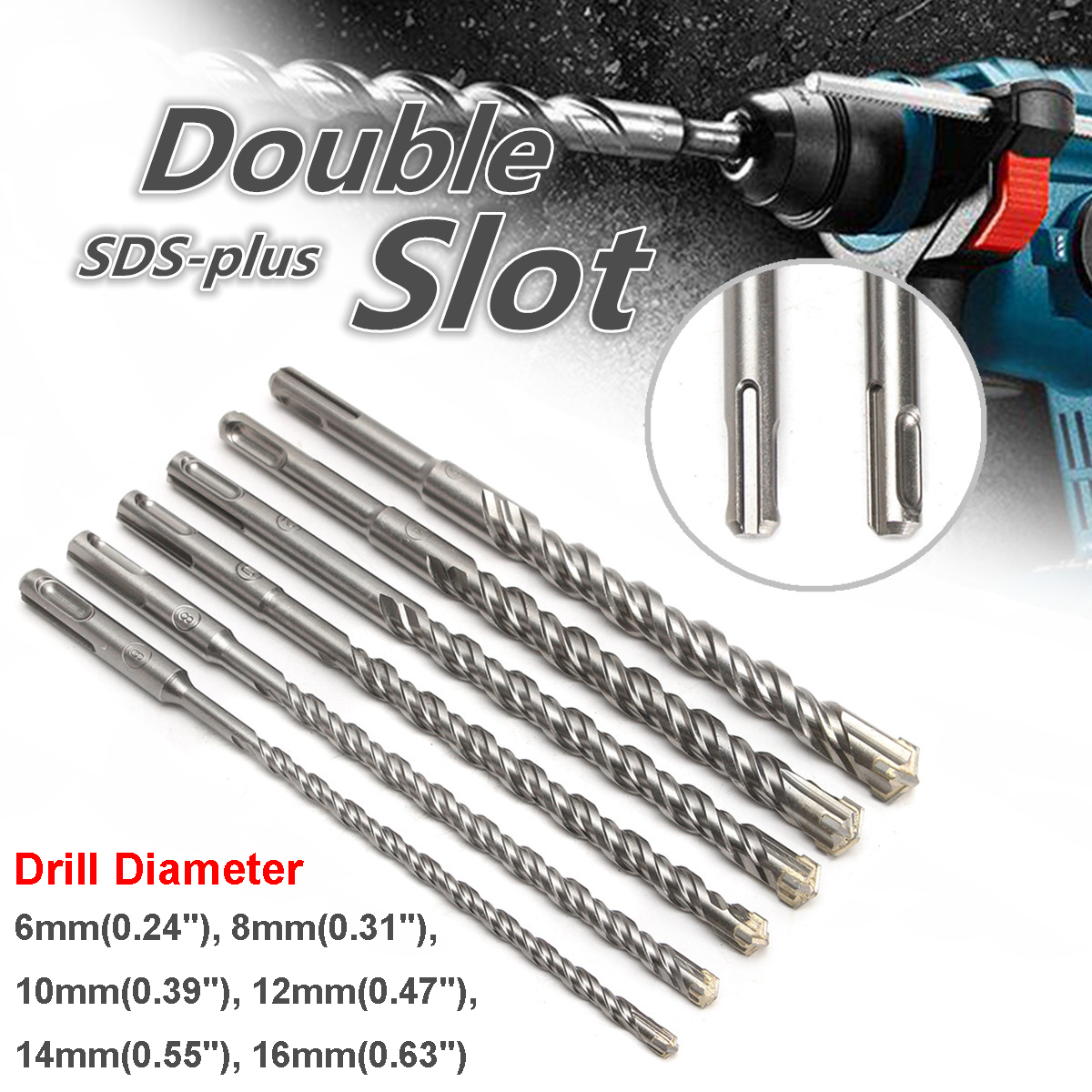 6-16mm-Bi-Metal-Drill-Bit-Length-260mm-Double-SDS-Plus-Slot-Masonry-Hammer-Bit-1546468-10