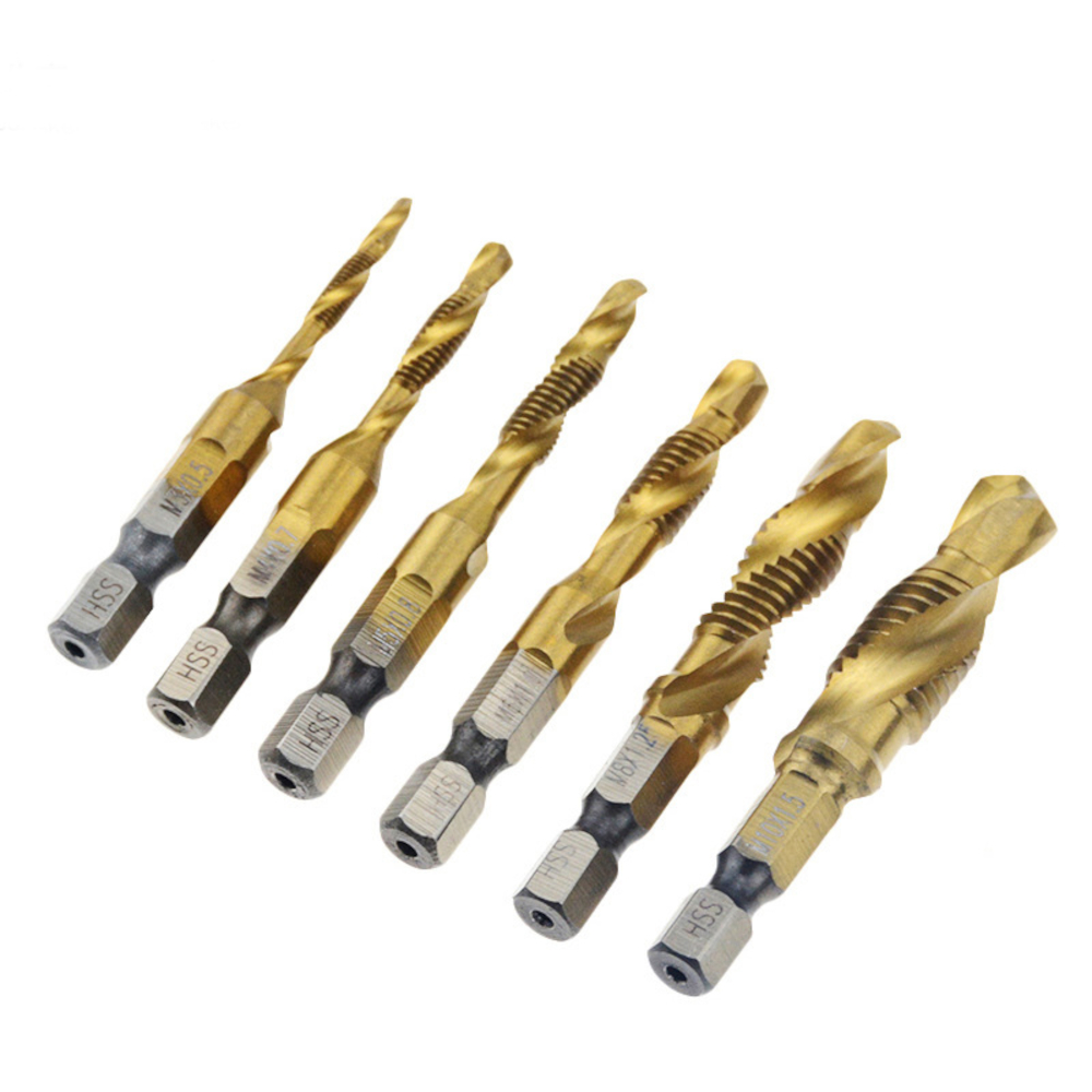 6Pcs-14-Inch-M3-M10-Screw-Tap-HSS-Combination-Drill-Tap-Bit-Set-Hex-Shank-Deburr-Countersink-Bits-1803527-3