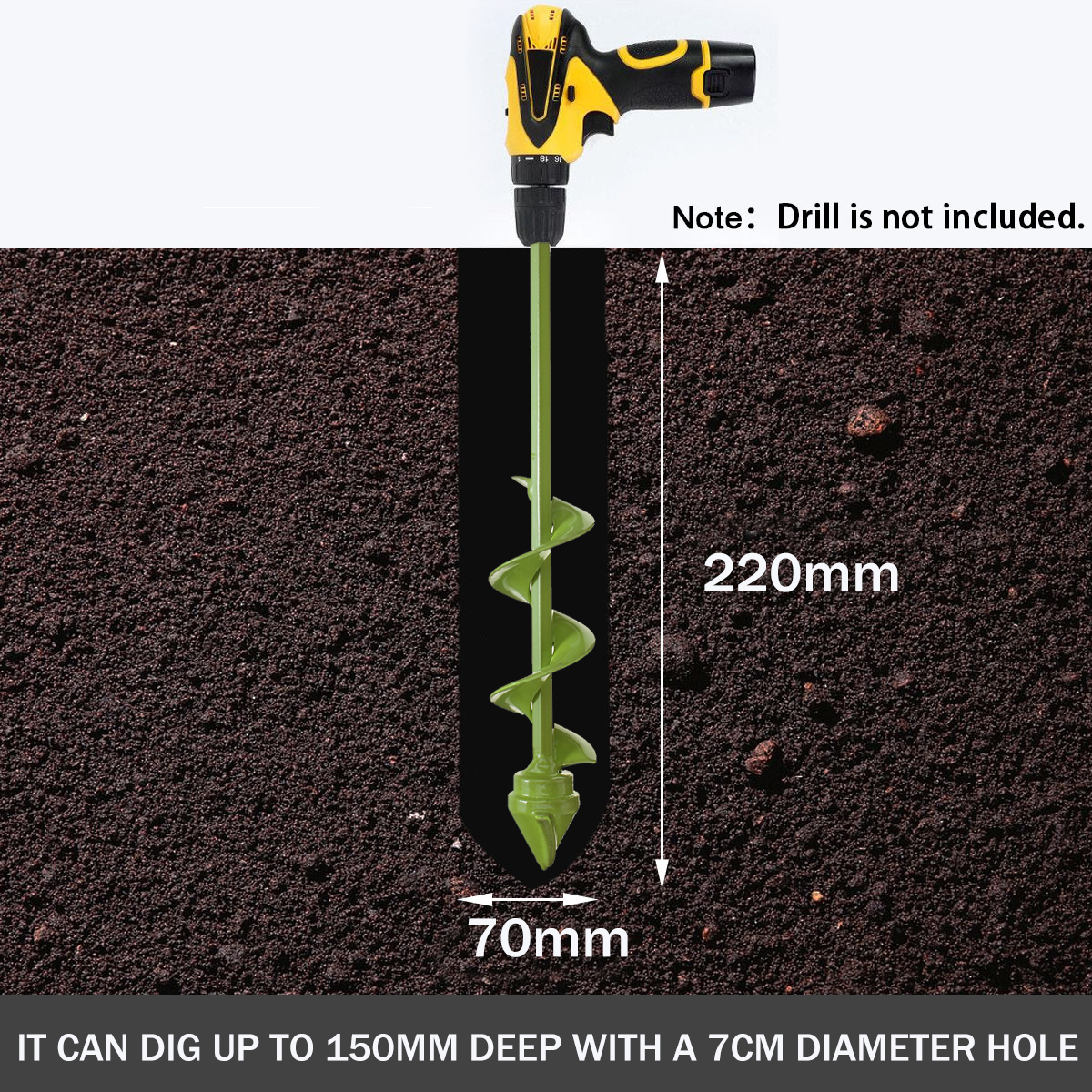 70mm-Wide-Green-Garden-Auger-Drill-Bit-Electric-Drill-Bit-Digs-Hole-400220mm-Length-1578436-9