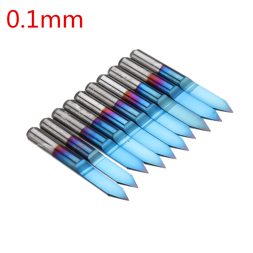 Drillpro-10pcs-0102030405mm-45-Degree-Flat-Bottom-PCB-Engraving-Bit-Blue-NANO-Coated-Carbide-CNC-Rou-1421668-1