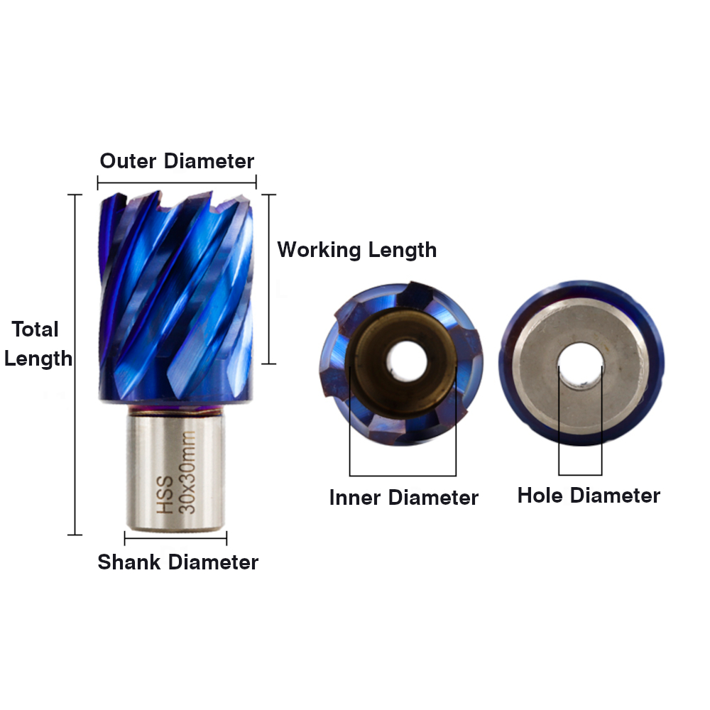 Drillpro-12-42mm-Cutting-Diameter-HSS-Hole-Opener-Core-Drill-Weldon-Shank-Nano-Blue-Coated-Annular-C-1806169-5