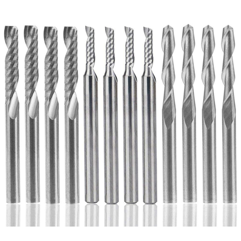 Drillpro-12Pcs-Carbide-Milling-Cutter-CNC-Milling-Cutter-SingleDouble-Flute-Tool-For-Nylon-Resin-ABS-1760384-3