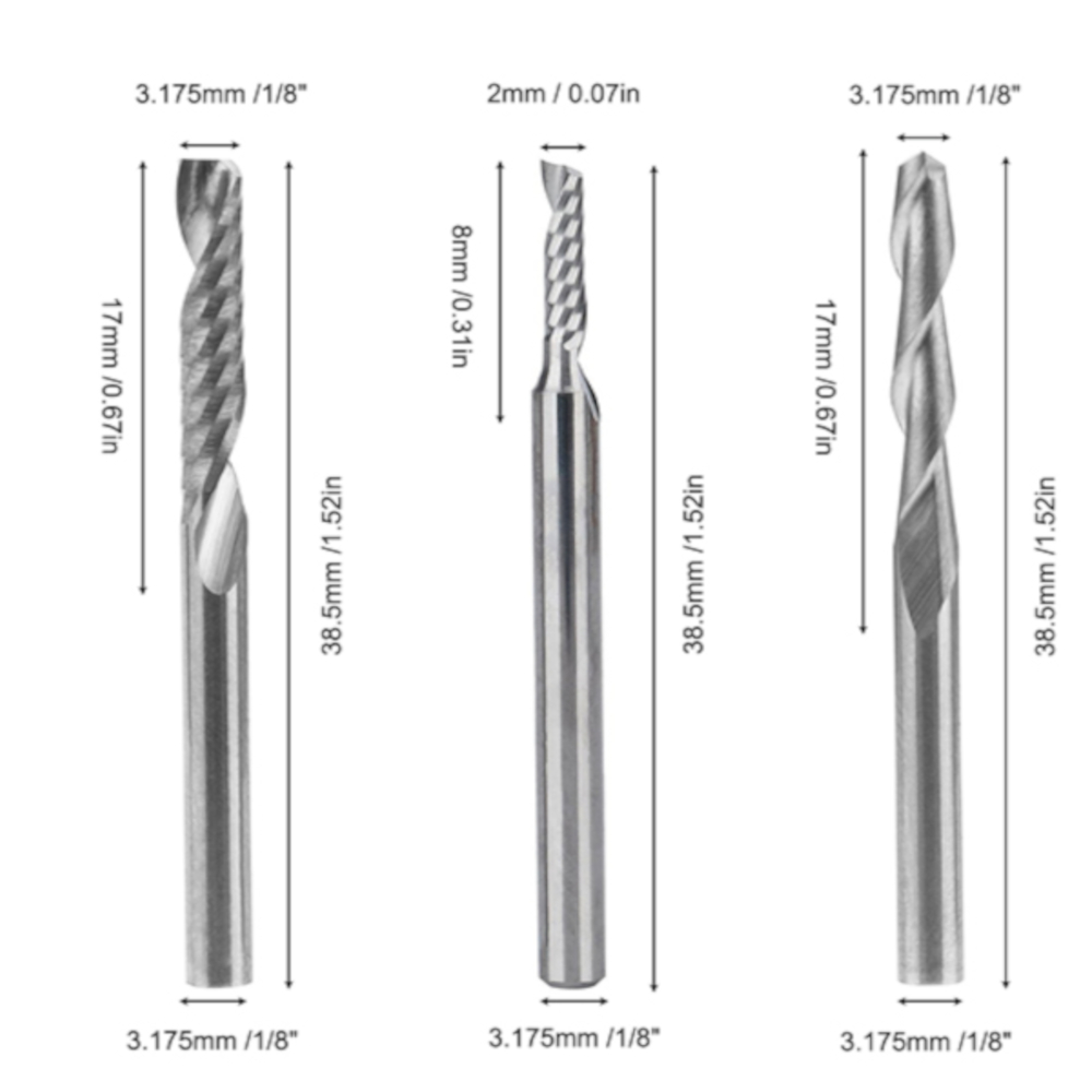 Drillpro-12Pcs-Carbide-Milling-Cutter-CNC-Milling-Cutter-SingleDouble-Flute-Tool-For-Nylon-Resin-ABS-1760384-5