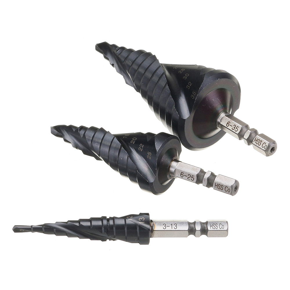 Drillpro-3-136-256-35mm-HRC89-M35-Cobalt-Step-Drill-Bit-TiAlN-Coated-Step-Drill-14-Inch-Hexagon-Shan-1328960-4