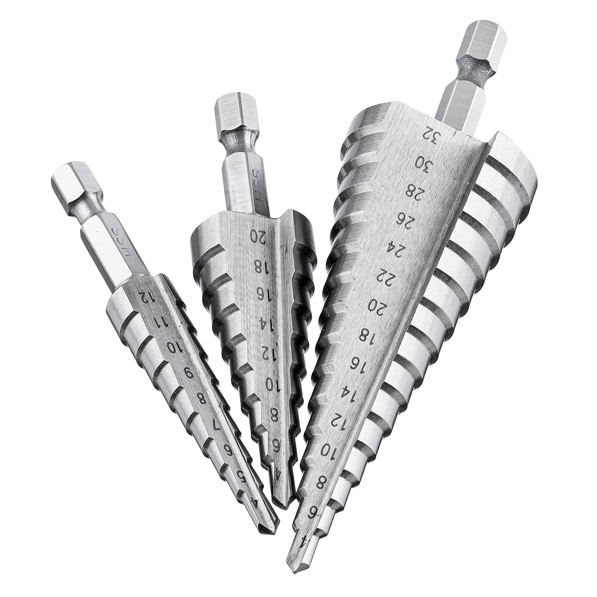 Drillpro-4-122032mm-HSS-Hex-Shank-Step-Drill-Bit-High-Step-Steel-Hole-Cutter-1449898-3