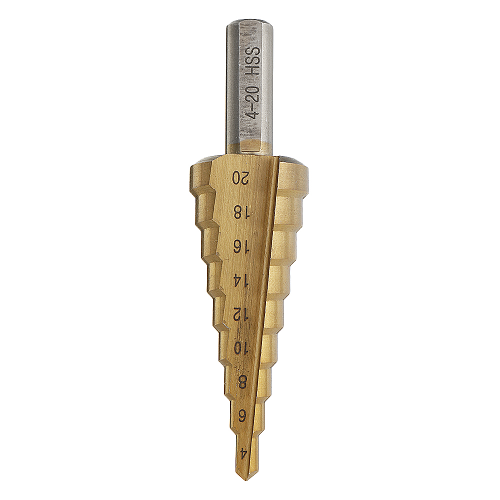 Drillpro-4-124-204-32mm-HSS-6542-Titanium-Coated-Step-Drill-Bit-Triangle-Shank-1500356-4