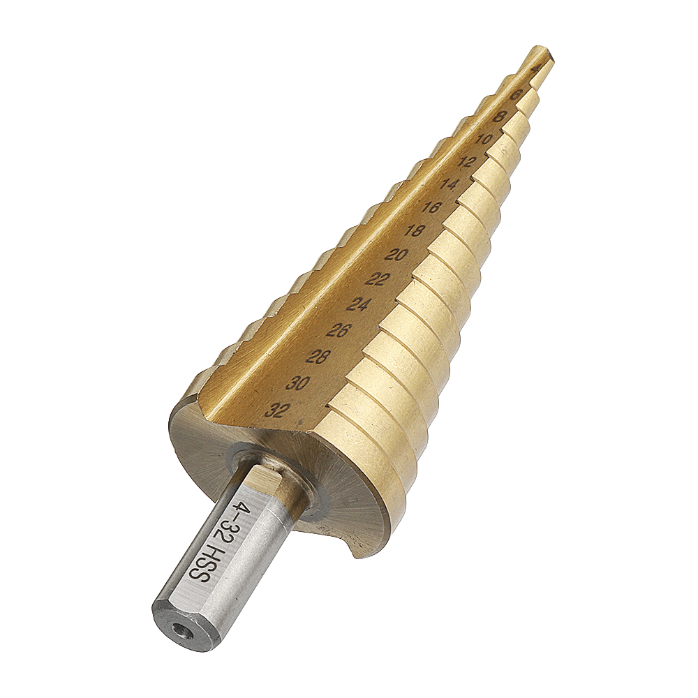 Drillpro-4-124-204-32mm-HSS-6542-Titanium-Coated-Step-Drill-Bit-Triangle-Shank-1500356-6