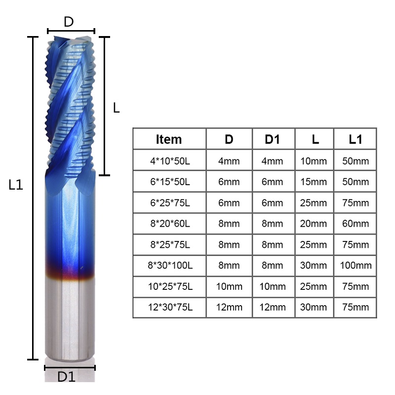 Drillpro-4mm-12mm-Blue-Nano-Coating-Roughing-End-Mill-4-Flute-Spiral-Carbide-End-Mill-CNC-Router-Bit-1719171-4