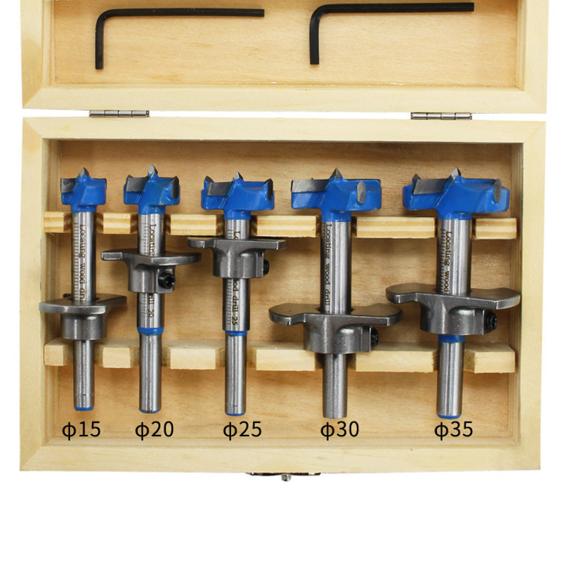 Drillpro-5Pcs-Forstner-Drill-Bit-Set-15-20-25-30-35mm-Wood-Auger-Cutter-Hex-Wrench-Woodworking-Hole--1564130-1