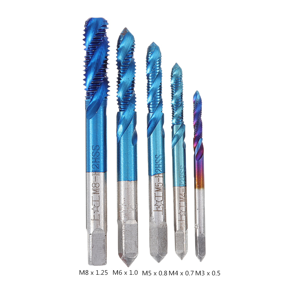 Drillpro-5Pcs-M3-M8-Spiral-Thread-Screw-Tap-Drill-Blue-Nano-Coated-Machine-Tap-Metric-Drill-Bit-Set-1576800-1