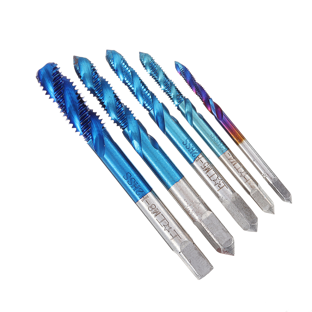 Drillpro-5Pcs-M3-M8-Spiral-Thread-Screw-Tap-Drill-Blue-Nano-Coated-Machine-Tap-Metric-Drill-Bit-Set-1576800-2