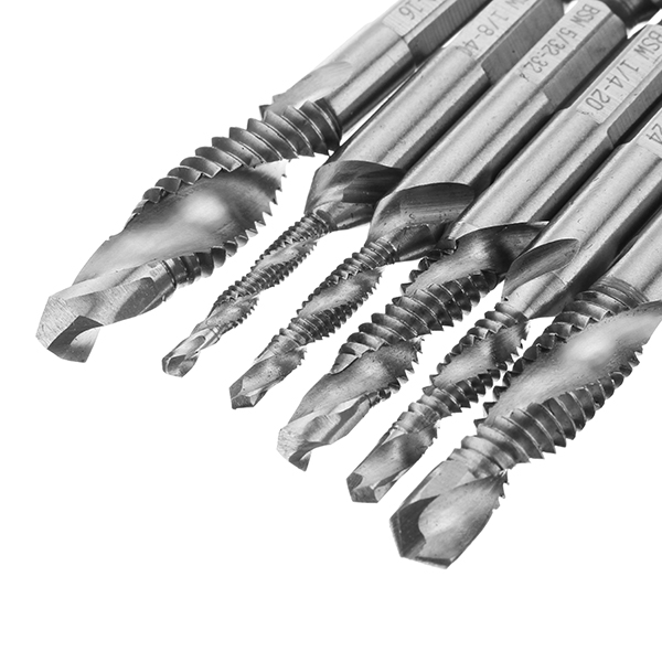 Drillpro-6pcs-18-38-Inch-BSW-Thread-HSS-Combination-Drill-Tap-Bit-Set-Hex-Shank-Deburr-Countersink-B-1023651-6