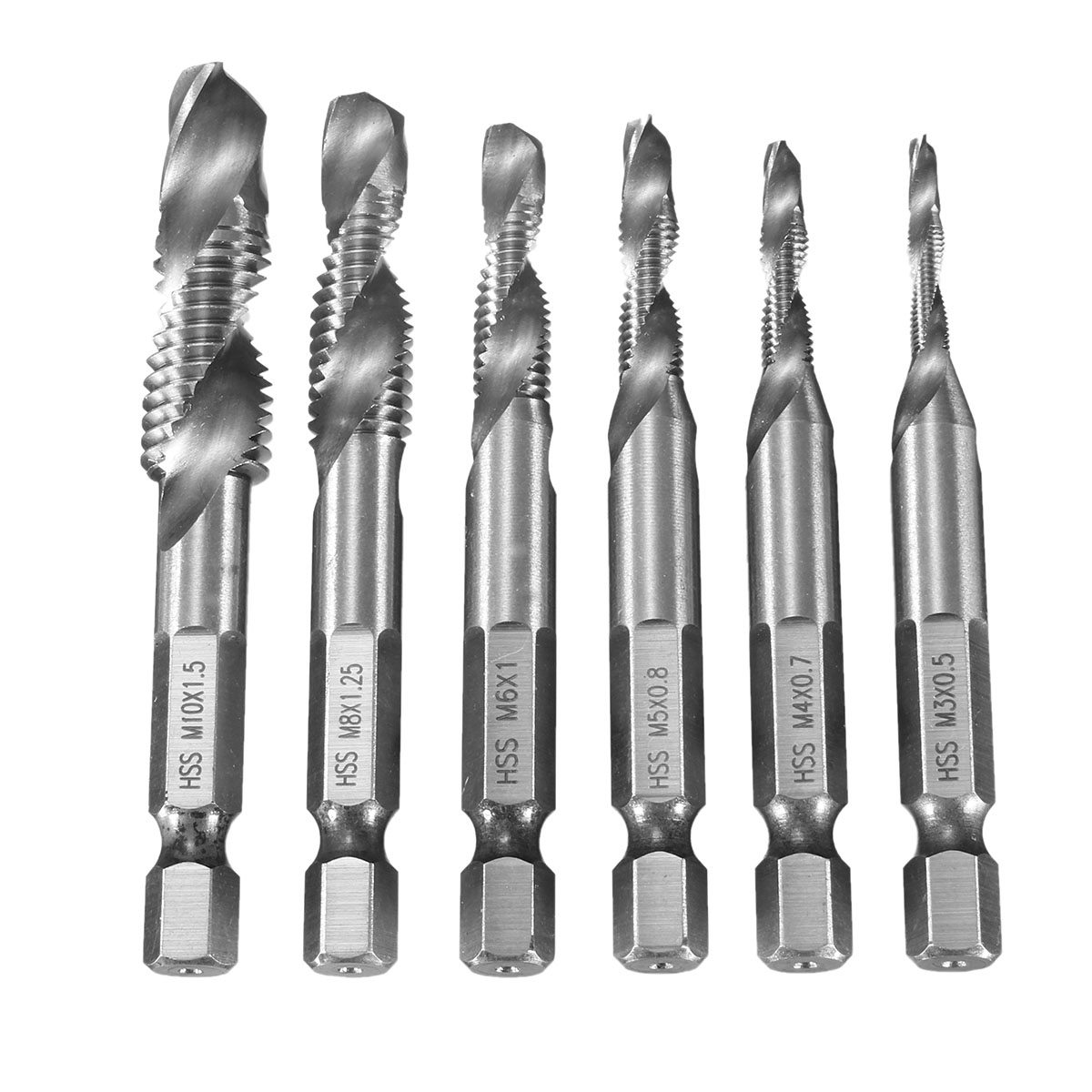Drillpro-6pcs-HSS-14quot-Hex-Shank-Countersink-Drill-Bit-Set-UNC-or-Metric-Deburr-Countersink-Bits-1006036-1