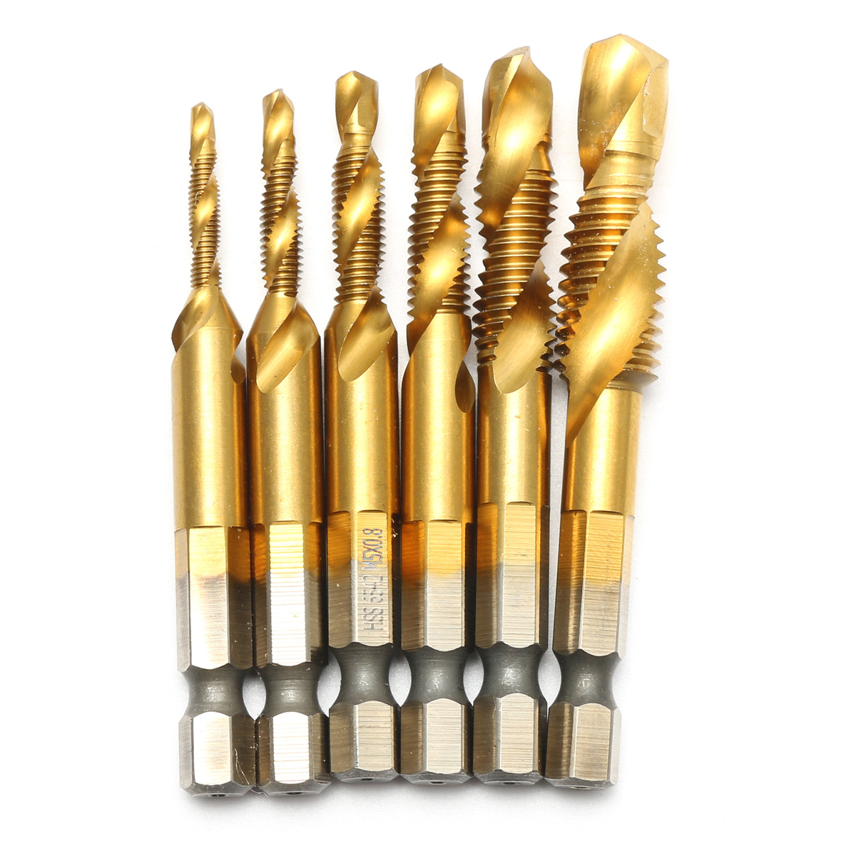 Drillpro-6pcs-M3-M10-Hexagon-Shank-Drill-Tap-Bit-Titanium-Plated-HSS-6542-Deburr-Countersink-Bits-Sc-1023662-5