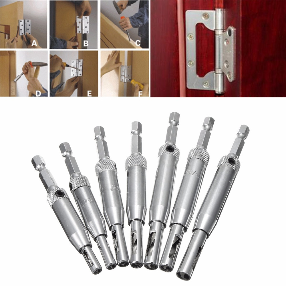 Drillpro-7pcs-HSS-Self-Centering-Hinge-Drill-Bit-Door-Window-Cabinet-Woodworking-Hole-Puncher-1415036-2