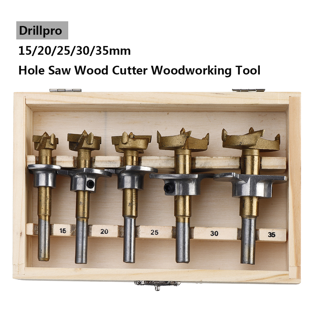 Drillpro-Adjustable-5PCS-1520253035mm-Forstner-Drill-Bit-Set-Titanium-Coating-Wood-Auger-Cutter-Wood-1735343-1