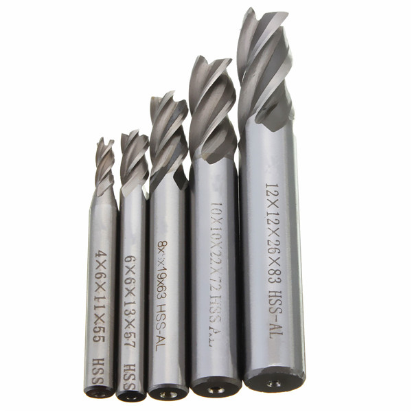 Drillpro-DB-M2-5pcs-4681012mm-4-Flute-End-Mill-Cutter-HSS-Straight-Shank-Drill-Bits-995505-2