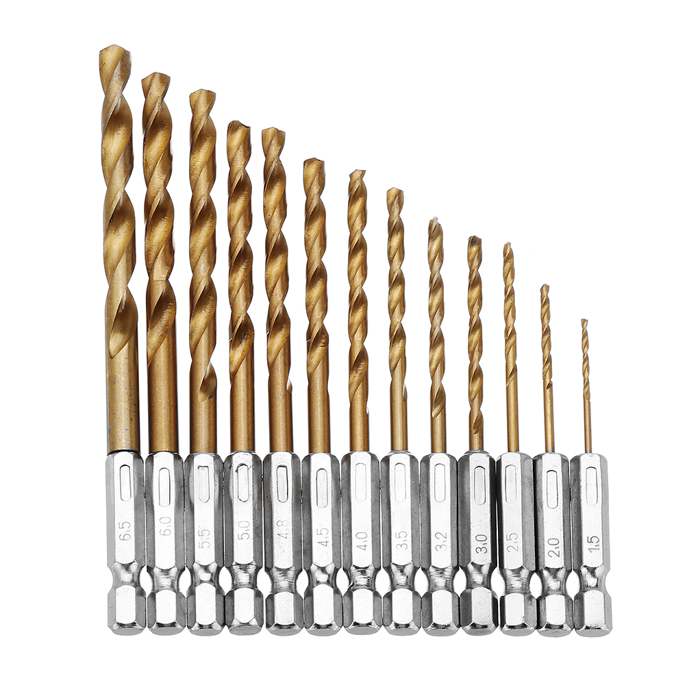 Drillpro-DB-T2-13pcs-15-65mm-HSS-Titanium-Coated-14-Inch-Hex-Shank-Twist-Drill-Bit-Set-994545-1