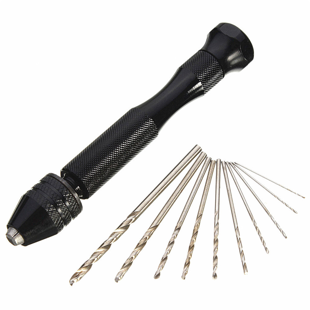Drillpro-Mini-Aluminum-Hand-Drill-with-Keyless-Chuck-and-10pcs-Twist-Drills-Rotary-Tool-1004498-2