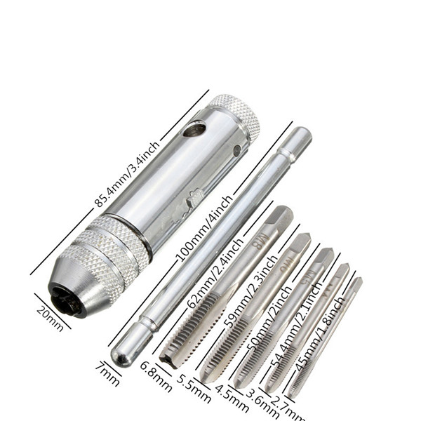 Drillpro-T-Handle-Ratchet-Tap-Wrench-with-5pcs-M3-M8-Machine-Screw-Thread-Metric-Plug-Tap-1021264-1