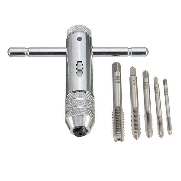 Drillpro-T-Handle-Ratchet-Tap-Wrench-with-5pcs-M3-M8-Machine-Screw-Thread-Metric-Plug-Tap-1021264-2