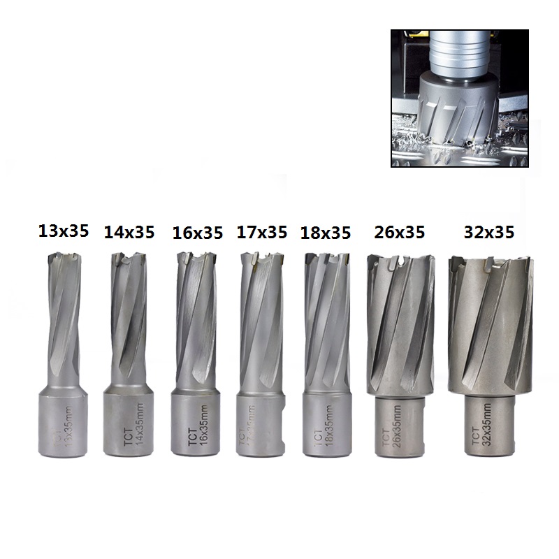 Drillpro-TCT-Annular-Cutter-13141617182632mm-Carbide-Tip-Magnetic-Drill-Bit-Weldon-Shank-Hollow-Core-1718633-1
