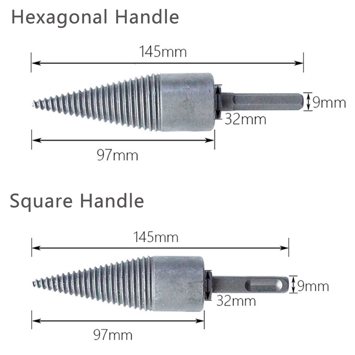 Hex-ShankSquare-Handle-Firewood-Splitting-Drill-Bit-Wood-Cone-Drilling-Tools-Kit-1632546-4